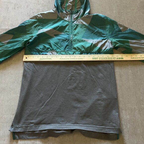 Under Armour Jacket Men M Gray Green Hooded 1/4 Zip Windbreaker Lightweight Coat - Picture 6 of 7